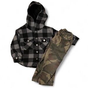 2t Volcom Jacket Fleece With Hood And Quilted Lining Black Plaid Toddler Boy